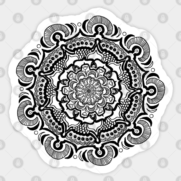 Mandala #9. Hearts and Flowers mandala. Sticker by wiccked